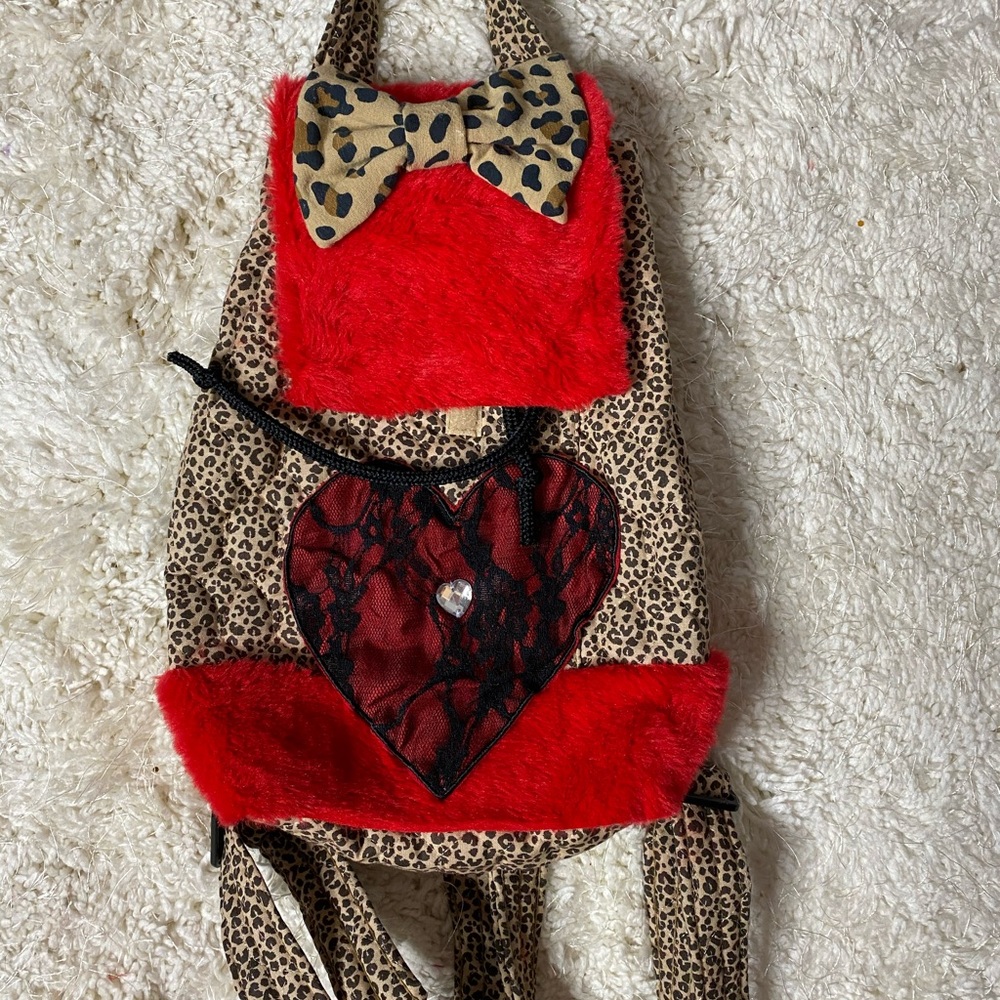 Red fur cheetah backpack/purse